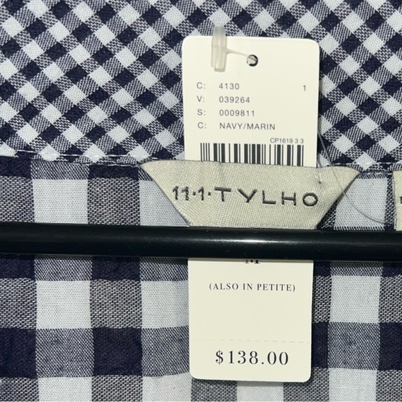 11.1 Tylho Anthropologie V-Neck Gingham Swing Dress NWT - Picture 5 of 5